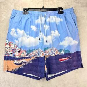 Peter Millar Swim Trunks Shorts Men's XL Seaside Rain Blue Road To Riviera
